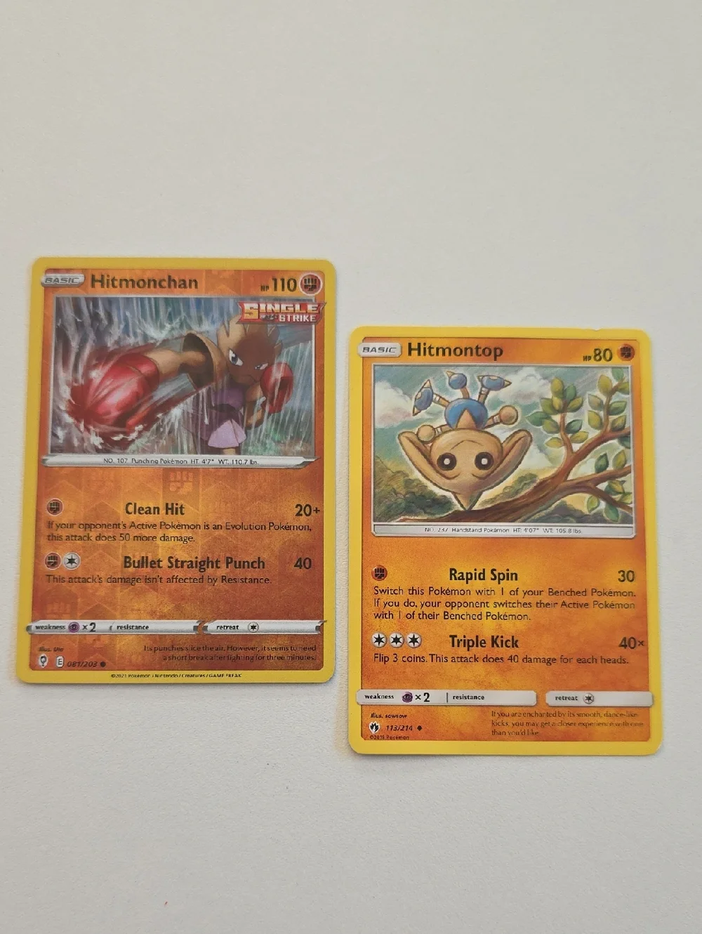 Pokemon Hitmonchan And Hitmontop Card
